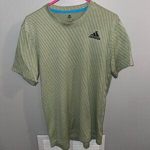 Adidas Green Dri Fit (Freelift) Tennis Training Tee with Blue Trim - Size Large